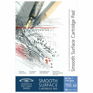 Winsor & Newton Smooth Surface Drawing Pad, A2 [Gummed] [130 Gsm/60 Lb] 30 Sheets