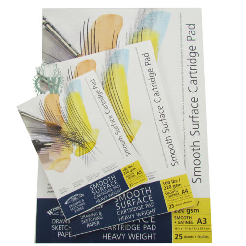 Winsor & Newton Smooth Surface Heavyweight Drawing Pad, A5 [Gummed] [220Gsm/100Lb] 25 Sheets