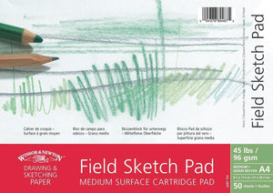 Winsor & Newton Spiral Medium Surface Field Sketch Pad, A4 [96Gsm/45Lb] 50 Sheets