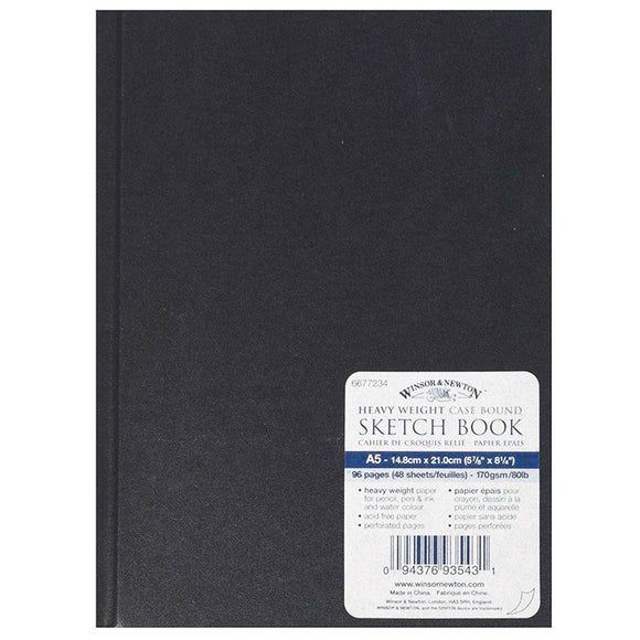 Winsor & Newton Black Hardback Sketchbook, 170Gsm, A5