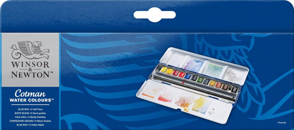 Winsor & Newton Cotman Watercolour 12 Half Pans Blue Box Set