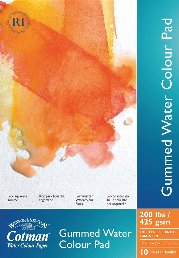 Winsor & Newton Cotman Water Colour Paper Pad, 12X9, Cold Pressed/Not Surface [Gummed] [425Gsm/200Lb] 10 Sheets