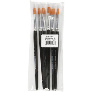 Gold Line Brushes, Size 12, W: 12 Mm, Flat, 6Pc