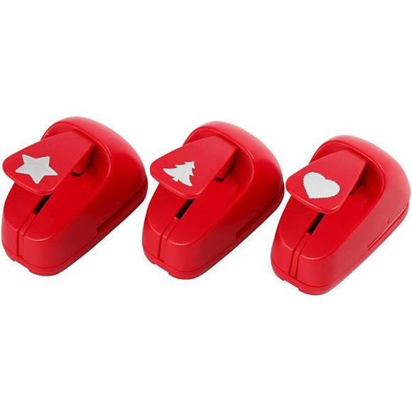 Paper Punches, Size 16 Mm, Red, Star, Heart, Chris