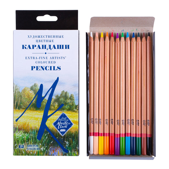 Extra-Fine Artists' Coloured Pencils ''Master-Class'', 12 Colours, Carton Box
