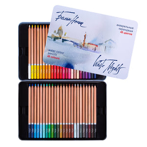 White Nights Watercolor Pencils, 48 Color, Tin Box