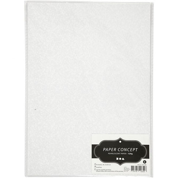 Pearlescent Paper, A4 21X30 Cm, 120 G, 10 Sheets, White - Mother-Of-Pearl