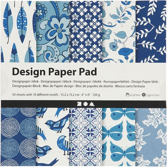 Design Paper Pad, Sheet 15.2X15.2 Cm, 120 G, Blue