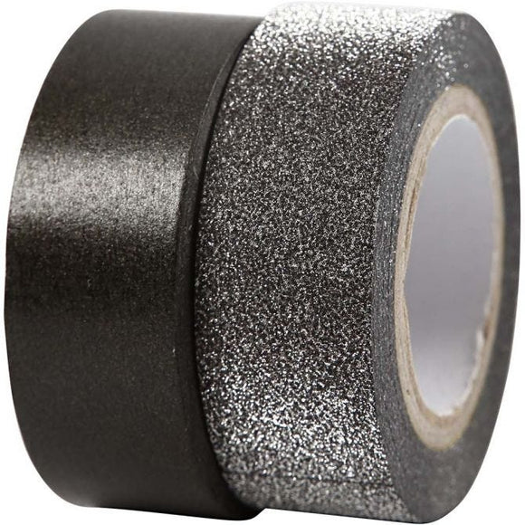 Design Tape, W: 15 Mm, Black, 2Rolls