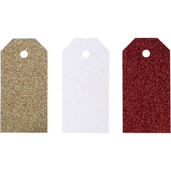 Gift Tags, Size 5X10 Cm, 300 G, White, Gold, Red