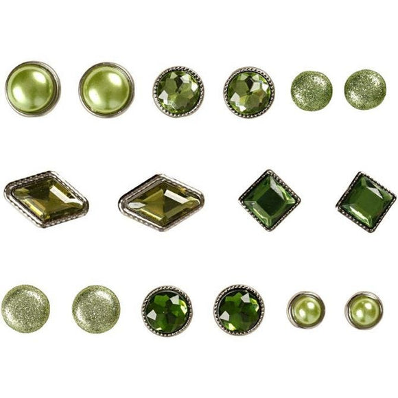 Deco Rivets, 8-18 Mm, Green, 16 Pc