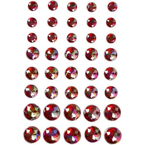 Rhinestones, Size 6+8+10 Mm, Red, Copenhagen, 40 Assorted