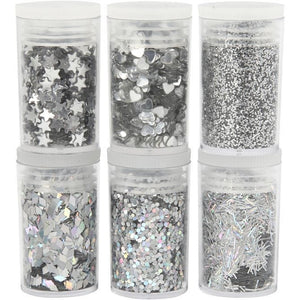 Glitter And Sequin, Silver, 5G, 6 Tub