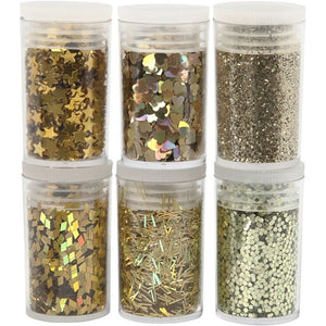 Glitter And Sequin, Gold, 5G, 6 Tub