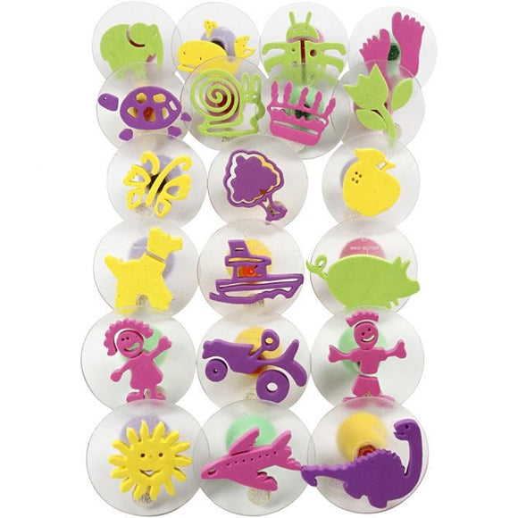 Foam Stamps With Handle  D:4-6 Cm 20 Pc