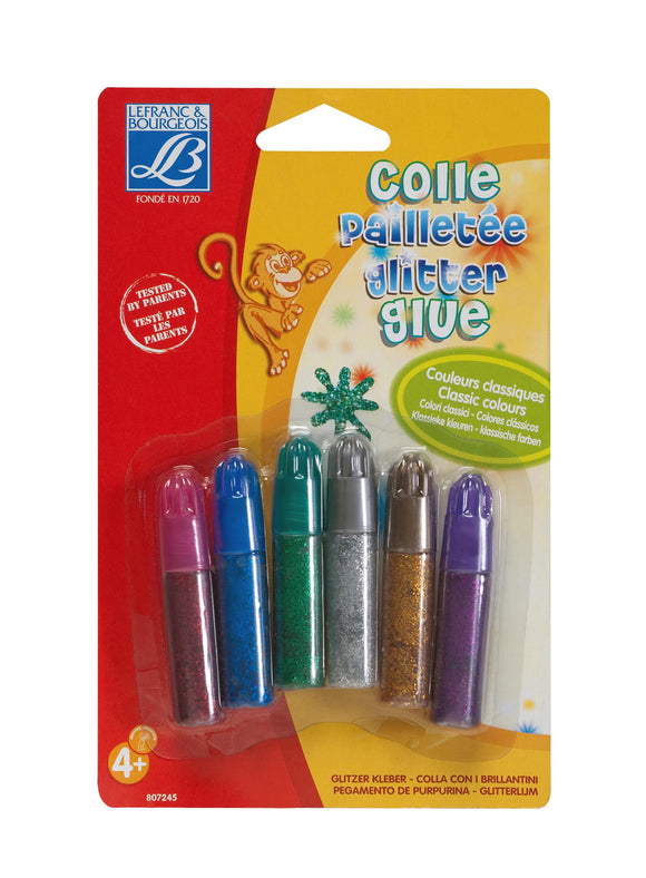 Lefranc & Bourgeois Education Acrylic Glitter Glue Class Set Of 6X5.5Ml Ass