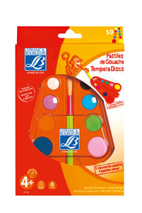 Lefranc & Bourgeois Education Gouache Set Of 10 Tempera Block Box + Brush