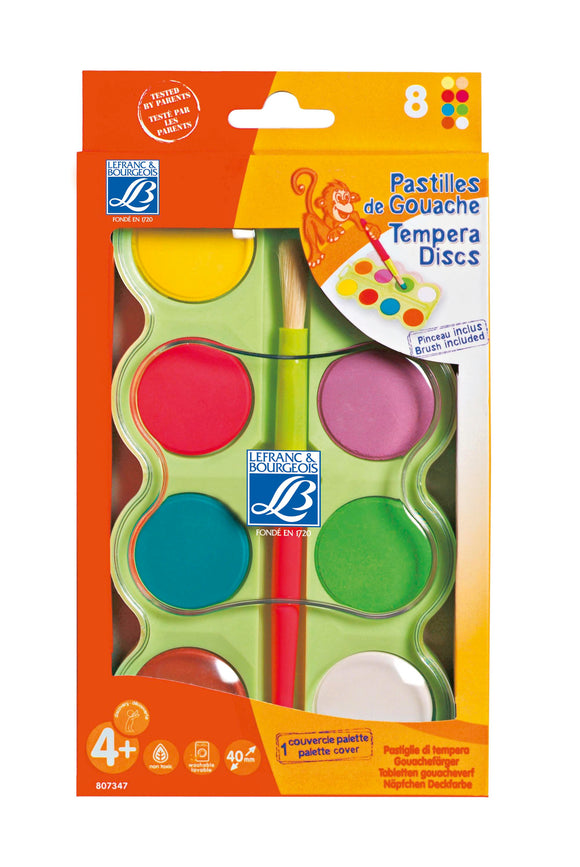 Lefranc & Bourgeois Education Gouache Tempera Block Box Set Of 8X40Mm + Brush