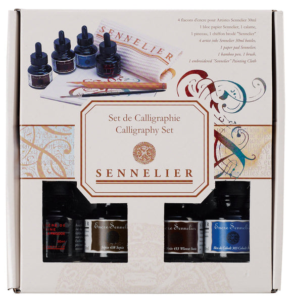 Sennelier Calligraphic Set 4 Ink Jars 30Ml + Accessories
