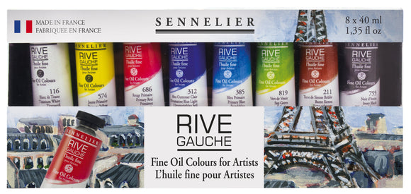 Sennelier Rive Gauche Fine Oil Set 8 X 40 Ml Rive Gauche Fine Oil Colour Tubes