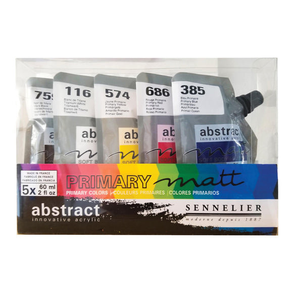 Sennelier Abstract Acrylic Paint Pouches - 5 X 120Ml - Primary/Introductory