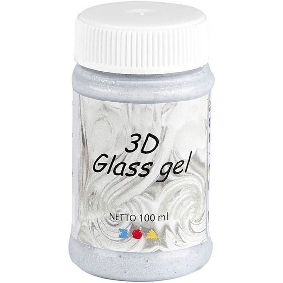 3D Glass Gel, Metallic Effect-Glitter Silver, 100Ml