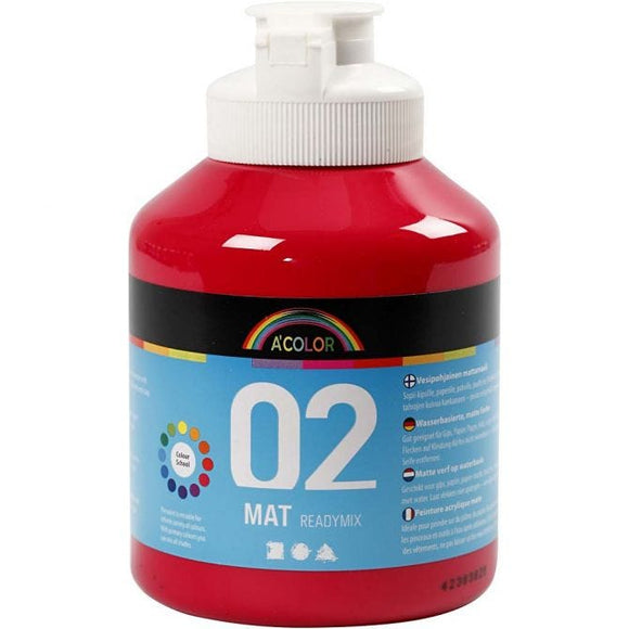 A-Color Acrylic Paint, Primary Red Colour 02 - Matt, 500Ml