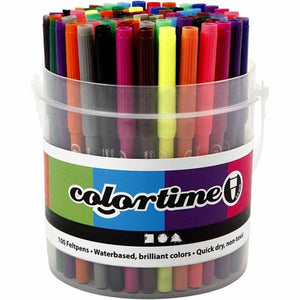 Colortime Marker, Line Width: 2 Mm, Assorted Colours, 100 Pcs, 1 Bucket