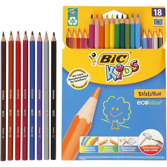 Evolution Colour Pencils, Hexagonal, L: 17.5 Cm, 3 Mm, Assorted Colours, 18 Pc