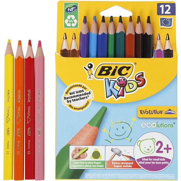 Evolution Triangular Colouring Pencils, L: 14 Cm, 5 Mm, Assorted Colours, 12 Pc