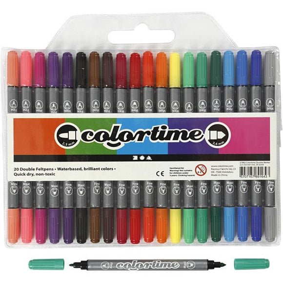 Colortime Double Marker, Line 2.3+3.6 Mm, Standard Colours, 20 Pc
