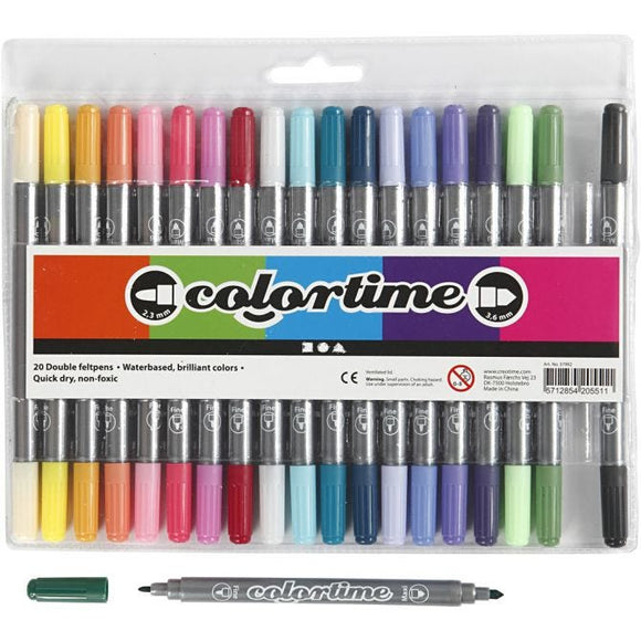 Colortime Double Marker, Line 2.3+3.6 Mm, Additional Colours, 20 Pc