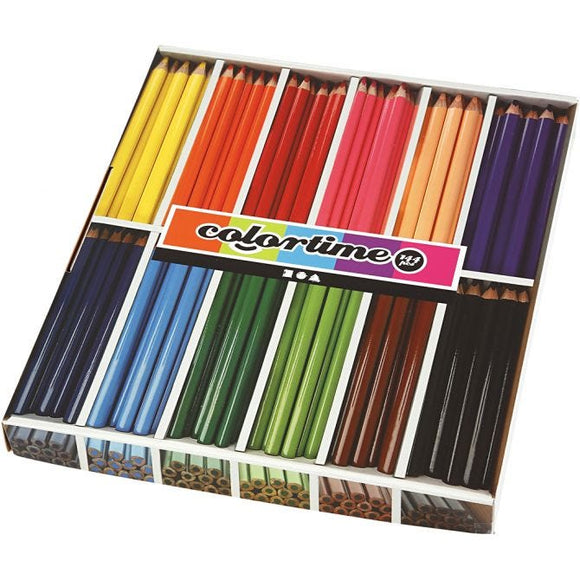 Colortime Colouring Pencils, L: 17.45 Cm, 5 Mm, Jumbo, Assorted Colours, 12 Pc, 12 Colour