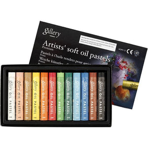 Gallery Oil Pastel Premium, L: 7 Cm, 10 Mm, Assorted Colours, 12 Pc, 1 Pack