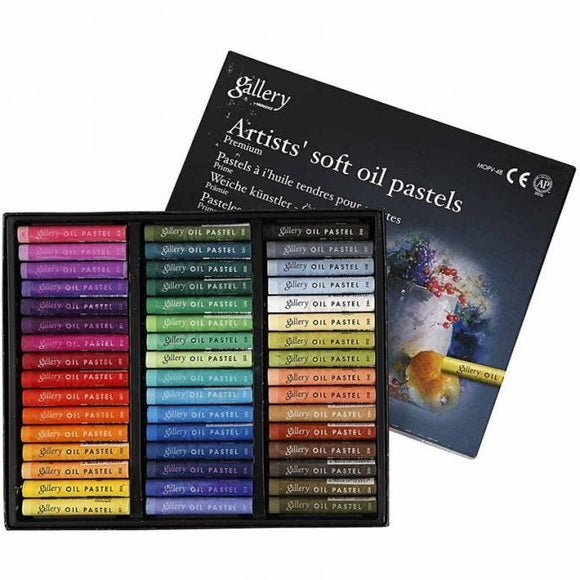 Gallery Oil Pastel Premium, L: 7 Cm, 10 Mm, Assorted Colours, 48 Pc, 1 Pack