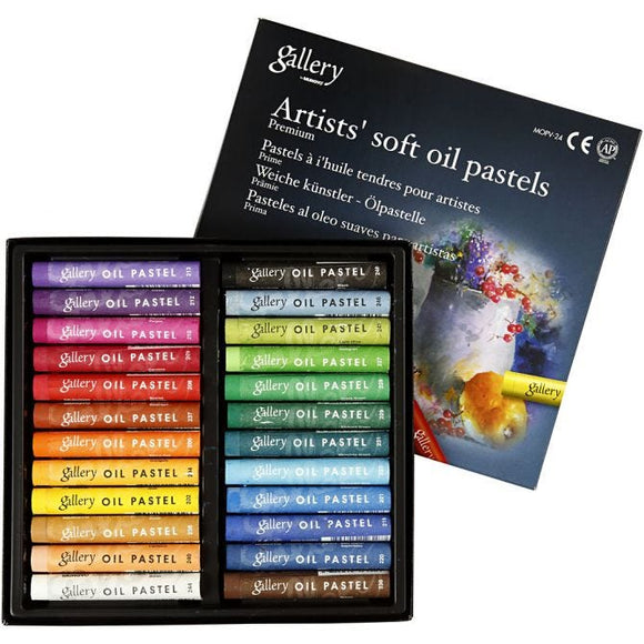 Gallery Oil Pastel Premium, L: 7 Cm, 10 Mm, Assorted Colours, 24 Pc, 1 Pack