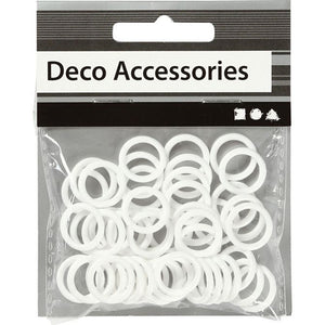 Plastic Ring, 15 Mm, 11 Mm, 2 Mm, White, 50 Pc