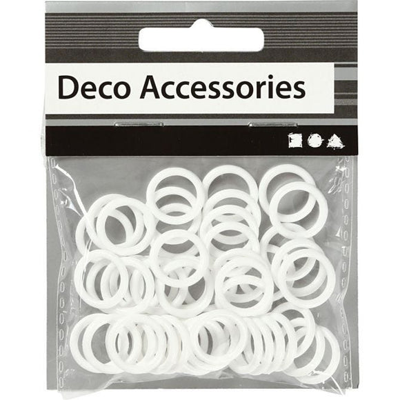 Plastic Ring, 15 Mm, 11 Mm, 2 Mm, White, 50 Pc