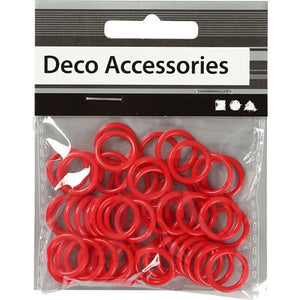 Plastic Ring, 15 Mm, 11 Mm, 2 Mm, Red, 50 Pc