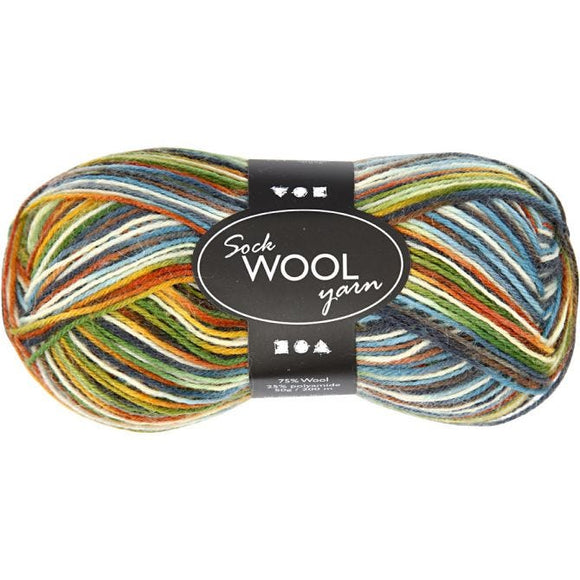 Sock Yarn, L: 200 M, Moss Green, 50 G, 1 Ball