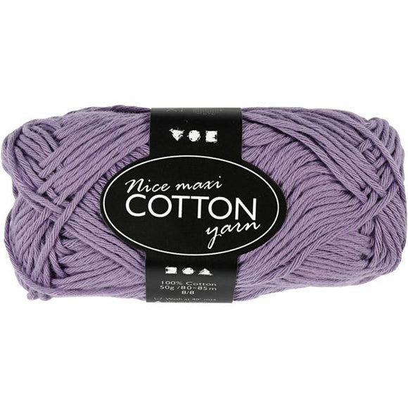 Cotton Yarn, L: 80-85 M, Maxi, Purple, 50 G, 1 Ball
