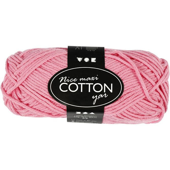 Cotton Yarn, L: 80-85 M, Maxi, Light Red, 50 G, 1 Ball