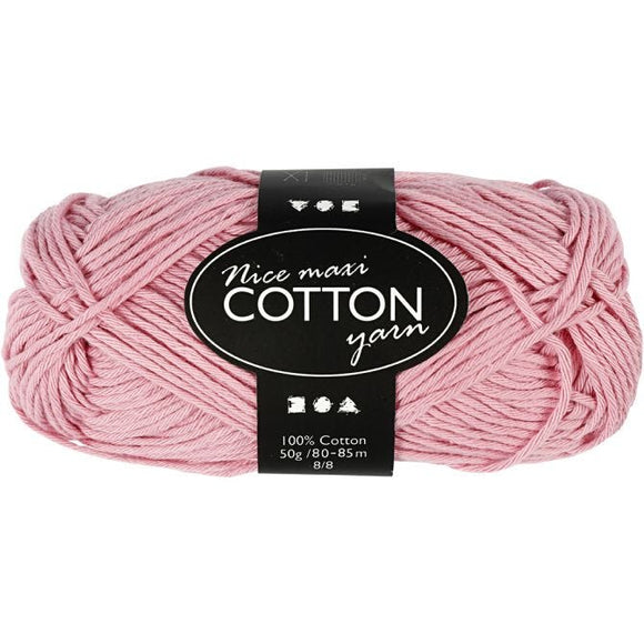 Cotton Yarn, L: 80-85 M, Maxi, Antique Pink, 50 G, 1 Ball