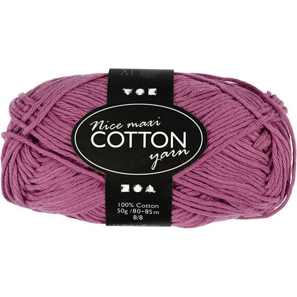 Cotton Yarn, L: 80-85 M, Maxi, Violet, 50 G, 1 Ball