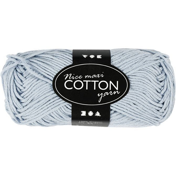 Cotton Yarn, L: 80-85 M, Maxi, Light Blue, 50 G, 1 Ball