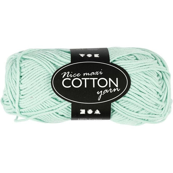 Cotton Yarn, L: 80-85 M, Maxi, Light Green, 50 G, 1 Ball