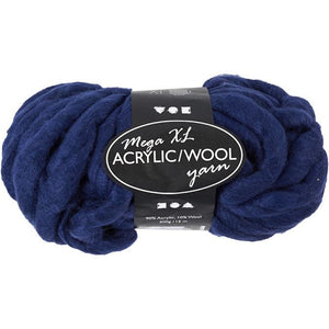 Chunky Yarn Of Acrylic/Wool, L: 15 M, Mega , Dark Blue, 300 G, 1 Ball