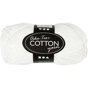 Cotton Yarn, No. 8/4, L: 170 M, White, 50 G/ 1 Bal