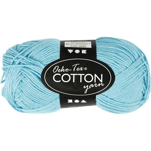 Cotton Yarn, L: 170 M, 8/4, Turquoise, 50G, 1 Ball