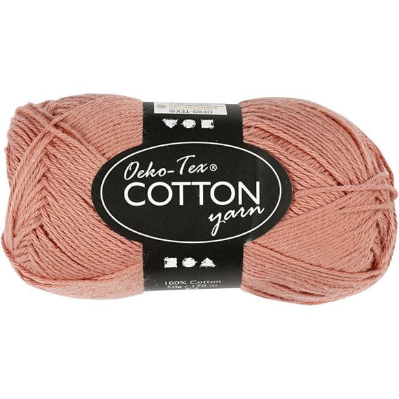 Cotton Yarn, L: 170 M, 8/4, Antique Pink, 50G, 1 Ball